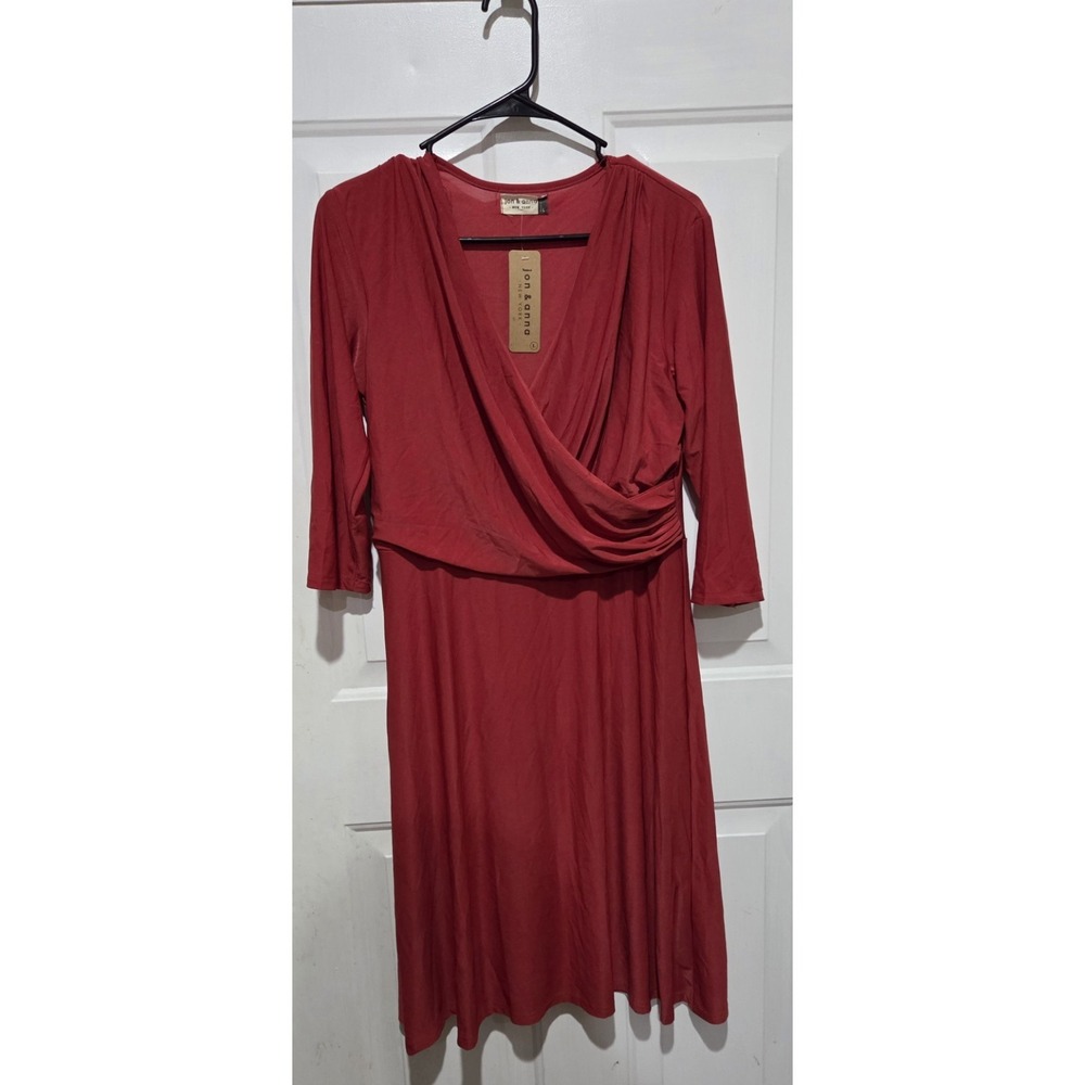 Jon & Anna New York Red Long Sleeve Wrap Dress Women L- NWT